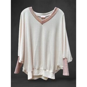 Hailey &‎ Co Sequin Trim Pullover Top Dolman Sleeve Blouse XS